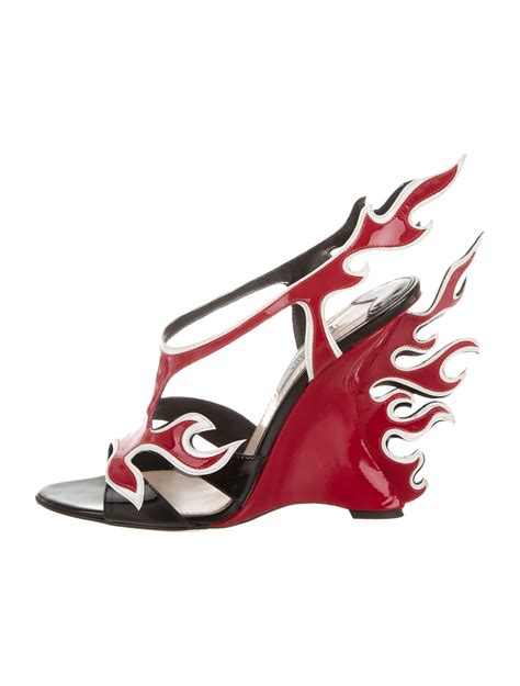 prada wedge flame|prada flame wedge sandals.